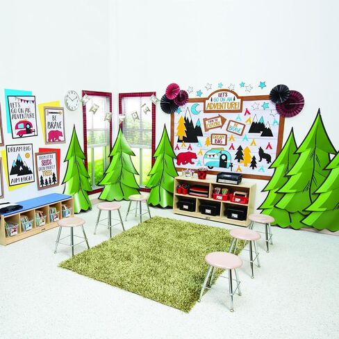 Fun Express 3D Pine Tree Jointed Cutouts Stand-up Decorations - Ideal School & Bible School Scene Setting Holiday Parties Festive Events Classroom Decor & Special Occasions - 3 Ft. x 58" - 2 Pieces in Saudi Arabia
