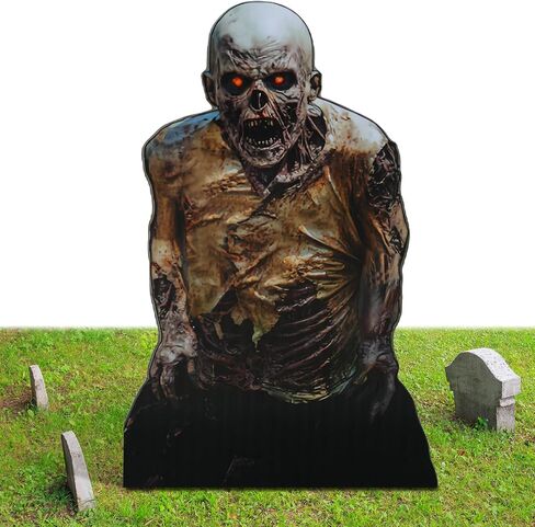 Amyhill 3 Ft Breaking Ground Zombie Cardboard Cutout Stand-Up Spooky Halloween Party Decoration Life Size Spooky Zombie Backdrop Photo Props Standup for Scary Halloween Horror Party Decor in Saudi Arabia