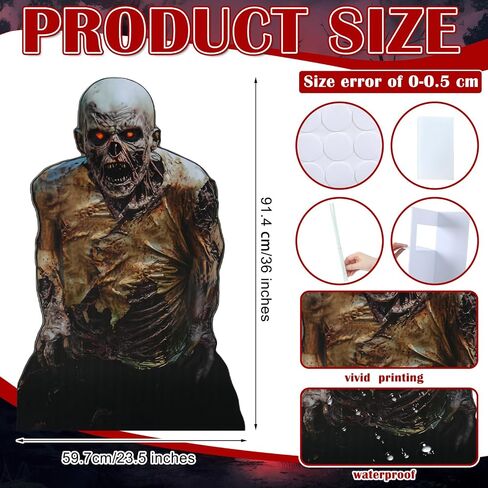 Amyhill 3 Ft Breaking Ground Zombie Cardboard Cutout Stand-Up Spooky Halloween Party Decoration Life Size Spooky Zombie Backdrop Photo Props Standup for Scary Halloween Horror Party Decor in Saudi Arabia