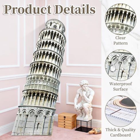 70.8" Tower of Pisa Cardboard Cutout Tower of Pisa Stand Up Cutout Life-Size Italy Photo Booth Prop Backdrop Sign Italian Landmark for Italy Theme Birthday Party Cultural Educational Display in Kuwait