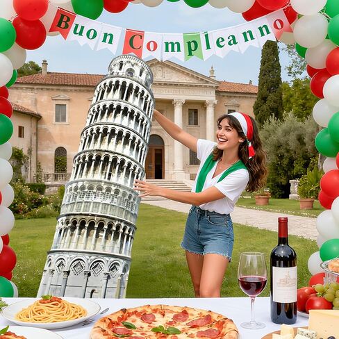 70.8" Tower of Pisa Cardboard Cutout Tower of Pisa Stand Up Cutout Life-Size Italy Photo Booth Prop Backdrop Sign Italian Landmark for Italy Theme Birthday Party Cultural Educational Display in Kuwait