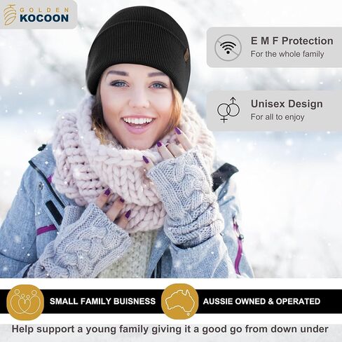 Golden Kocoon® -E-M-F Bamboo Viscose Beanie with EcoShield™ Tech Bamboo Lyocell Faraday Fabric Silver Liner-Adult Size in Grey -5 g, Cell Towers,Bluetooth,Smart Meters & WiFi- Golden Cocoon Hat Cap in Saudi Arabia