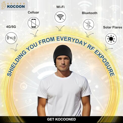 Golden Kocoon® -E-M-F Bamboo Viscose Beanie with EcoShield™ Tech Bamboo Lyocell Faraday Fabric Silver Liner-Adult Size in Grey -5 g, Cell Towers,Bluetooth,Smart Meters & WiFi- Golden Cocoon Hat Cap in Saudi Arabia