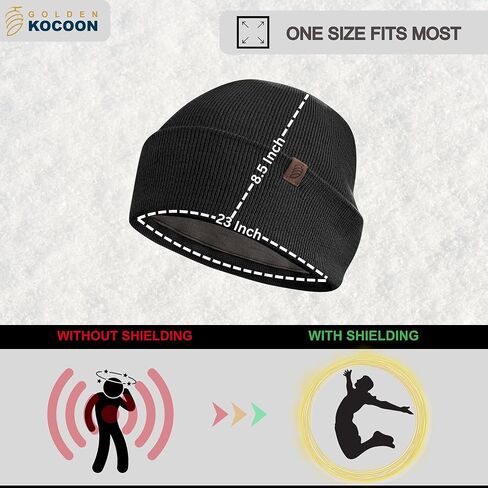 Golden Kocoon® -E-M-F Bamboo Viscose Beanie with EcoShield™ Tech Bamboo Lyocell Faraday Fabric Silver Liner-Adult Size in Grey -5 g, Cell Towers,Bluetooth,Smart Meters & WiFi- Golden Cocoon Hat Cap in Saudi Arabia
