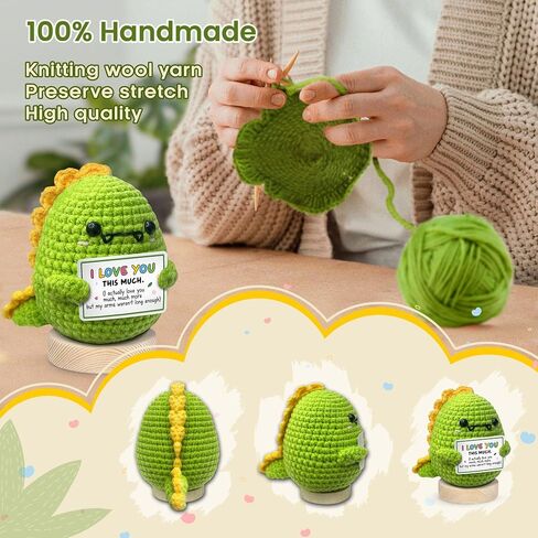 Gossby Handmade Positive Dinosaur Crochet - I Love You This Much - Gift for Husband, Boyfriend - Romantic Anniversary, Valentines, Christmas, Birthday Gift for Him from Wife, Girlfriend in Kuwait
