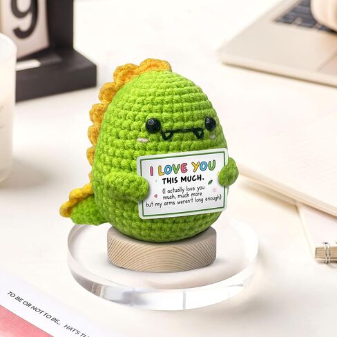 Gossby Handmade Positive Dinosaur Crochet - I Love You This Much - Gift for Husband, Boyfriend - Romantic Anniversary, Valentines, Christmas, Birthday Gift for Him from Wife, Girlfriend in Kuwait