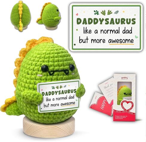 Gossby Handmade Positive Dinosaur Crochet - I Love You This Much - Gift for Husband, Boyfriend - Romantic Anniversary, Valentines, Christmas, Birthday Gift for Him from Wife, Girlfriend in Kuwait