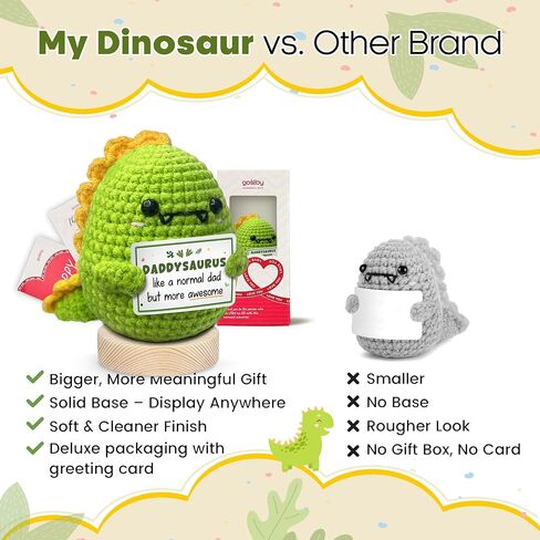 Gossby Handmade Positive Dinosaur Crochet - I Love You This Much - Gift for Husband, Boyfriend - Romantic Anniversary, Valentines, Christmas, Birthday Gift for Him from Wife, Girlfriend in Kuwait
