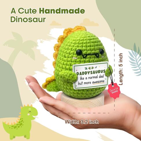 Gossby Handmade Positive Dinosaur Crochet - I Love You This Much - Gift for Husband, Boyfriend - Romantic Anniversary, Valentines, Christmas, Birthday Gift for Him from Wife, Girlfriend in Kuwait