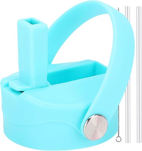 غطاء من القش لزجاجة مياه ذات فم واسع 12oz 32oz 40oz 64oz 128oz، متوافق مع زجاجة Hydroflask، غطاء بديل من القش مع فوهة كبيرة، غطاء مع القش وفرشاة بمقبض مرن in Kuwait