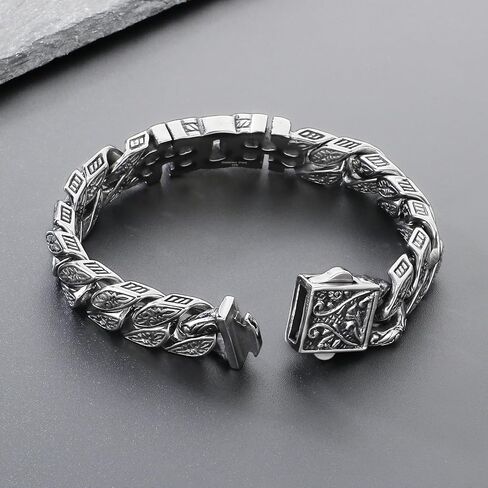 Vintage Cross Men Bracelet Stainless Steel Men's link Bracelet Silver 8.66 Inches Retro Punk Style Mens Jewelry in Kuwait