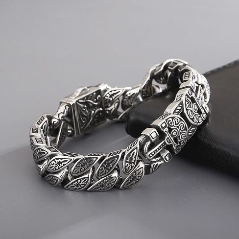 Vintage Cross Men Bracelet Stainless Steel Men's link Bracelet Silver 8.66 Inches Retro Punk Style Mens Jewelry in Kuwait