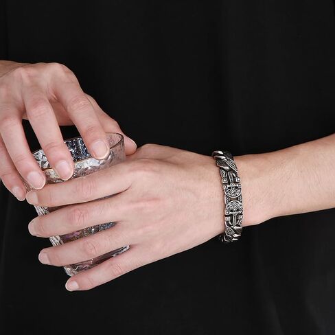 Vintage Cross Men Bracelet Stainless Steel Men's link Bracelet Silver 8.66 Inches Retro Punk Style Mens Jewelry in Kuwait