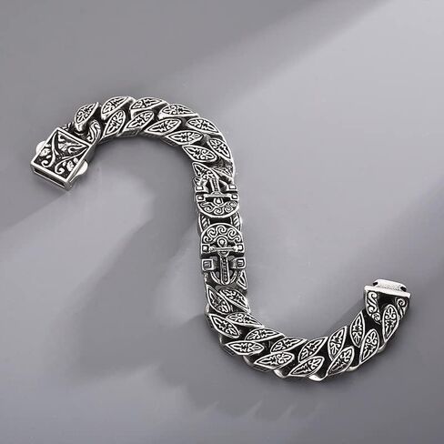 Vintage Cross Men Bracelet Stainless Steel Men's link Bracelet Silver 8.66 Inches Retro Punk Style Mens Jewelry in Kuwait