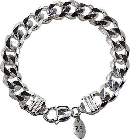 925 Sterling Silver Cuban Link Chain, Italian-Made Solid Chain Bracelet and Necklace for Men & Women - (Premium Leather Gift Box Included) in Kuwait