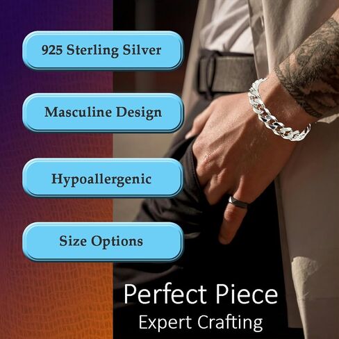 925 Sterling Silver Cuban Link Chain, Italian-Made Solid Chain Bracelet and Necklace for Men & Women - (Premium Leather Gift Box Included) in Kuwait