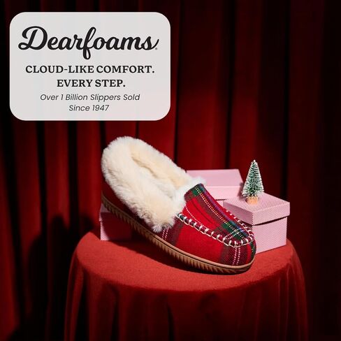 Dearfoams Women's Gifts Fuzzy Memory Foam Outdoor Ryland Moccasin with Cuff Slippers in Saudi Arabia