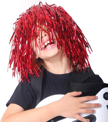 12 Packs Tinsel Party Wigs, Foil Wig Funny Shiny Cosplay Party Set Tinsel Party Supplies for Party Festival Costume Photo Props Men Women, Short Hair in Saudi Arabia