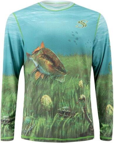 Salty Scales Scallop/Snorkeling Reversible Fishing Shirt for Men, UPF Performance Clothing in Saudi Arabia