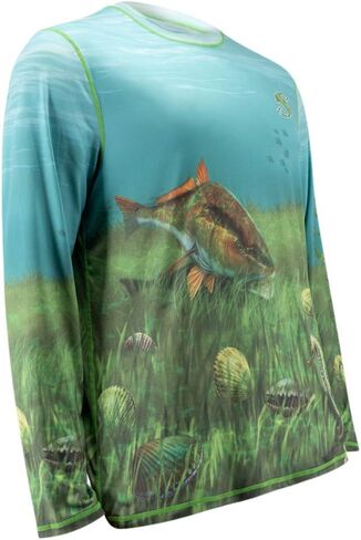 Salty Scales Scallop/Snorkeling Reversible Fishing Shirt for Men, UPF Performance Clothing in Saudi Arabia