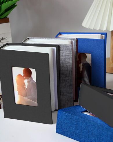 ألبوم صور مقاس 4x6 مع غطاء من الكتان، كتاب ألبوم صور صغير يحمل 100 صورة، ألبوم صور محمول للعائلة، كتاب صور العطلات (رمادي) in Saudi Arabia