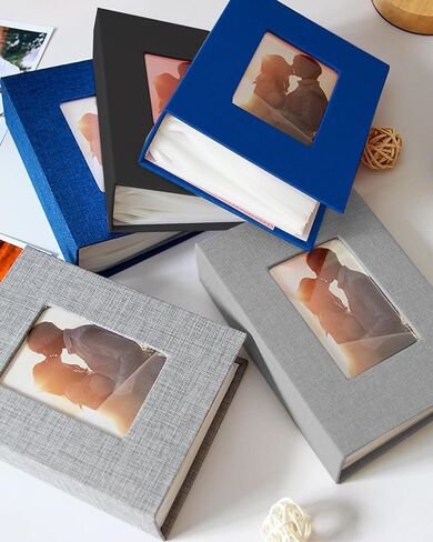 ألبوم صور مقاس 4x6 مع غطاء من الكتان، كتاب ألبوم صور صغير يحمل 100 صورة، ألبوم صور محمول للعائلة، كتاب صور العطلات (رمادي) in Saudi Arabia