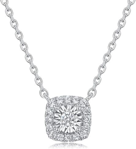Sterling Silver Lab Grown Diamond Halo Pendant Necklace, Chain Included,ideal gift for anniversaries, birthdays, or any milestone celebration in Saudi Arabia