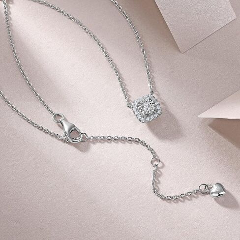 Sterling Silver Lab Grown Diamond Halo Pendant Necklace, Chain Included,ideal gift for anniversaries, birthdays, or any milestone celebration in Saudi Arabia