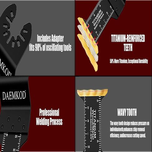 16 حزمة من شفرات المنشار المتأرجحة من التيتانيوم لقطع المعادن، شفرات احترافية متعددة الأدوات للأظافر المعدنية والمواد الصلبة والبلاستيك الخشبي، مجموعات شفرات متعددة الأدوات تناسب ديوالت ميلووكي ريوبي، 3 أنواع in Kuwait