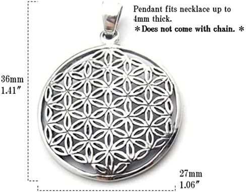 COSUMOSU flower of life Sacred Geometry 925 Sterling Silver Pendant - 1.06″ Circle in Saudi Arabia
