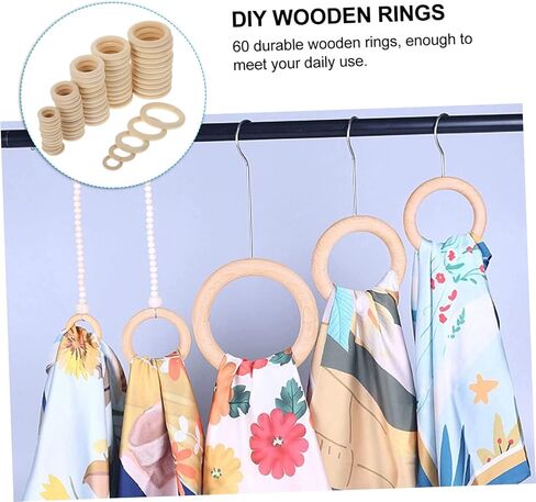 Operitacx 60pcs Wooden DIY Curtain Connecting Rings Natural Wood Hanging Rings for Handbags and Crafts Smooth Surface for Comfortable Touch Rustic Retro Design in Saudi Arabia