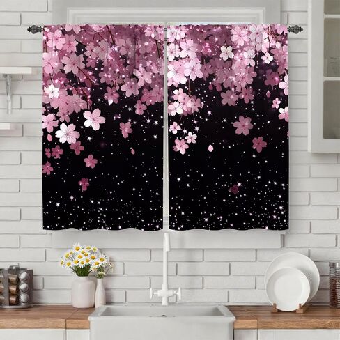 Worltoldb Halloween Witch Kitchen Curtains Cafe Curtains for Bathroom Dining Room Living Room Pocket Window Drapes 2 Panels Set 28"x36" in Kuwait