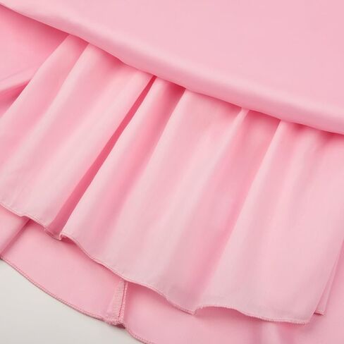 Uhnice Flower Girl Pearl Dress Flutter Sleeve V-Back Satin Dress with Bowknot for Wedding Birthday Party in Kuwait