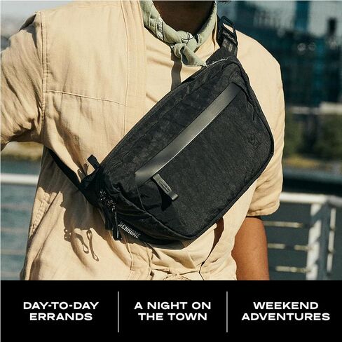 حقيبة كتف Sabin من شركة Chrome Industries للرجال والنساء - حجرة رئيسية كبيرة، مواد معاد تدويرها خفيفة الوزن وإبزيم معدني قابل للتعديل - 6 لتر، أسود in Kuwait