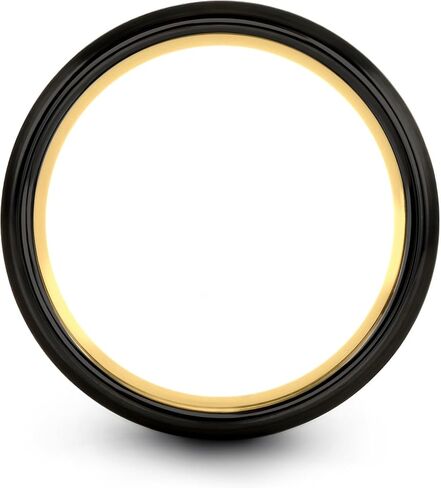Tungsten Wedding Band Ring 8mm 6mm 4mm for Men Women 18k Yellow Gold Plated Dome Black Grey Brushed Polished in Kuwait