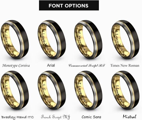 Tungsten Wedding Band Ring 8mm 6mm 4mm for Men Women 18k Yellow Gold Plated Dome Black Grey Brushed Polished in Kuwait