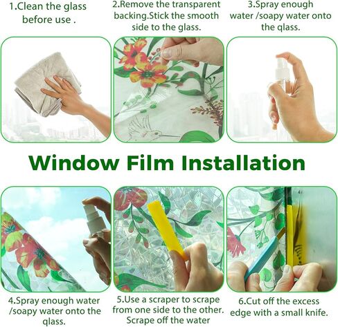 Stained Glass Window Privacy Film Static Cling - Rainbow Window Tint with Iridescent Effect for Home & Car Stickers |emovable Decorative Film | Heat Blocking & Anti UV(Yellow- Green, 17.5 * 78.5) in Saudi Arabia