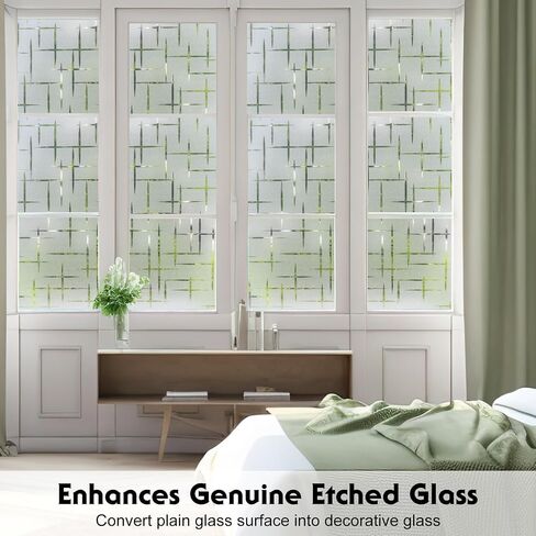 Frosted Glass Window Film Non-Adhesive, Frosting Window Privacy Film Heat Blocking for Glass Windows, Static Cling Decorative Window Cling for Home, Cross Pattern, 11.8 x 78.7 inches in Saudi Arabia
