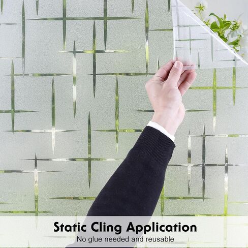 Frosted Glass Window Film Non-Adhesive, Frosting Window Privacy Film Heat Blocking for Glass Windows, Static Cling Decorative Window Cling for Home, Cross Pattern, 11.8 x 78.7 inches in Saudi Arabia