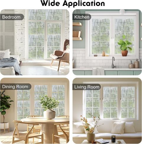 Frosted Glass Window Film Non-Adhesive, Frosting Window Privacy Film Heat Blocking for Glass Windows, Static Cling Decorative Window Cling for Home, Cross Pattern, 11.8 x 78.7 inches in Saudi Arabia