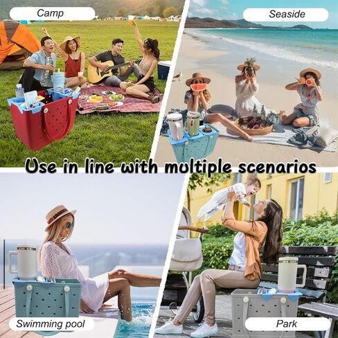 Lckaey 2pcs Bogg Bag accessories-cup holder tray storage cover -EVA beach top tray -Bogg Bag mobile phone holder-suitable for Stanley Cup-camping beach divider and organizerY205-white in Saudi Arabia