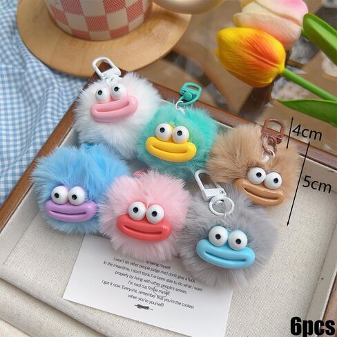 Cartoon Sausage Mouth Furry Balls Keychains for Women Men, Pendant Plush Balls Bag Charm Backpack Ornament Accessory in Saudi Arabia