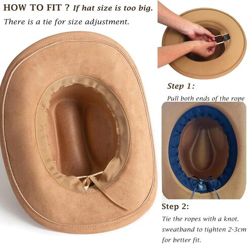 Cowboy Hats for Men Women Wide Brim Felt Hats with Cow Belt Buckle in Kuwait