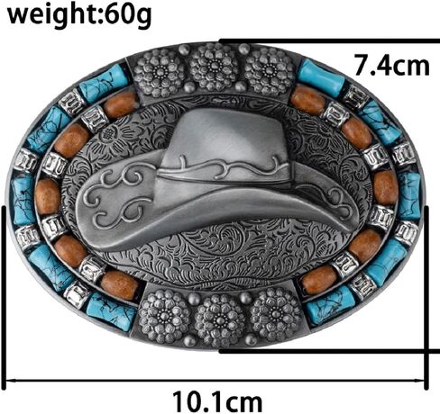 Turquoise Cowboy Hat Belt Buckle for Men Vintage Cowboy Hat Floral Belt Buckle,Cowboy Hat Western Hat Belt Buckle in Saudi Arabia