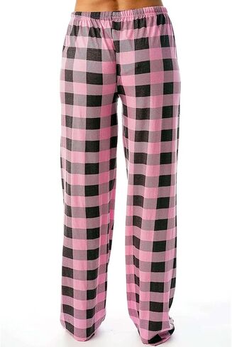 Pajamas Pants for Women Comfy Lounge Bottoms Wide Leg Pj Pants Fashion Plaid Sleepwear with Drawstring in Saudi Arabia