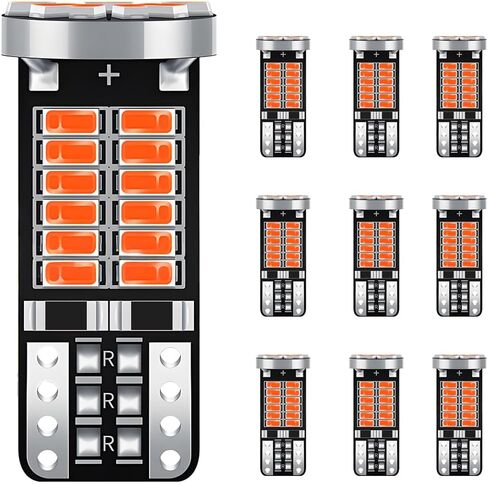 10PCS 194 LED Bulb, 6500K 34-SMD 3014 Chipsets Wedge Super Bright License Plate Bulb, T10 168 2825 W5W Replacement Light Kit Error Free for Car Dome Dash, Universal for Vehicles (White) in Saudi Arabia