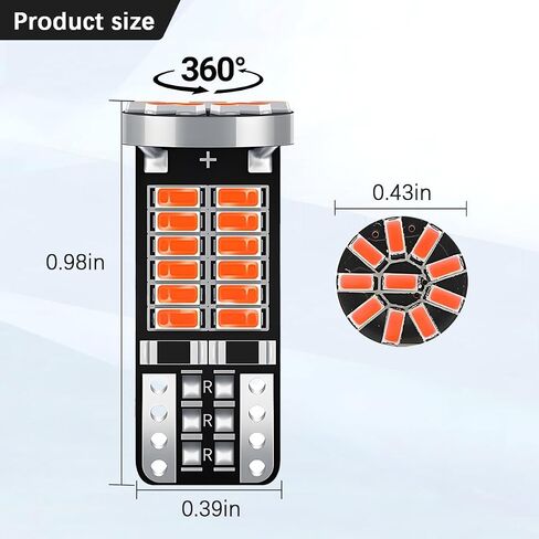 10PCS 194 LED Bulb, 6500K 34-SMD 3014 Chipsets Wedge Super Bright License Plate Bulb, T10 168 2825 W5W Replacement Light Kit Error Free for Car Dome Dash, Universal for Vehicles (White) in Saudi Arabia
