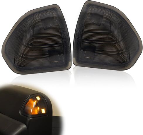 68302828AA 2 قطعة LED مرآة جانبية مصباح إشارة الانعطاف للسائق الأيسر والمصابيح الجانبية للركاب الأيمن تناسب دودج رام 1500 2500 3500 4500 5500 2010-2018 استبدال 68302829AA (عدسة غطاء مدخنة) in Kuwait