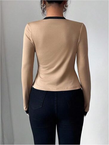 SOLY HUX Women's 2 Piece Open Front Cardigan Contrast Binding Long Sleeve Tops and Camisole Set Casual Fall Clothes in Saudi Arabia