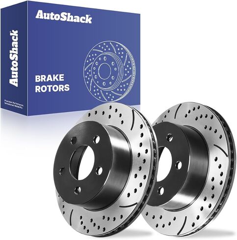 AutoShack Front Drilled & Slotted Brake Rotors | Replacement for 1999-2001 Jeep Cherokee 1999-2006 TJ Wrangler 2.4L 2.5L 4.0L 4WD RWD | E-Coated | 2-PC Set | ShadowGuard in Saudi Arabia